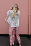 Scalloped floral crochet top (White)