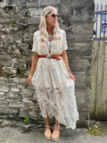 Deep V floral lace dress