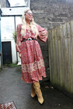 Red paisley midi dress