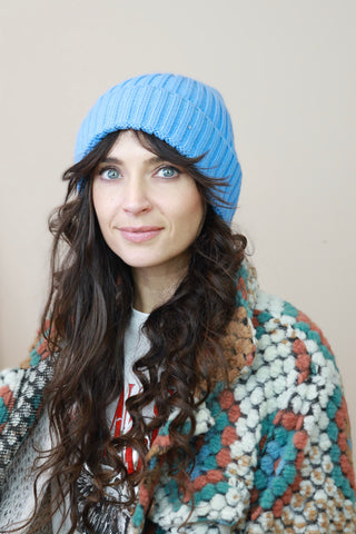 Ribbed knit beanie (Light blue)