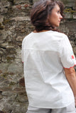 Red embroidered trim top