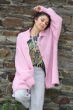 Oversized pink knit cardigan