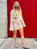 Scalloped floral crochet top