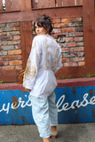 Embroidered sleeve blouse