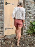 Rust embroidered skort
