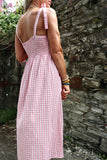 Pink gingham a line dress