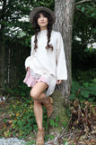 Asymmetrical lace trim jumper