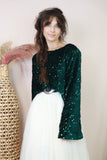 Velvet and sequin top (Alpine green)