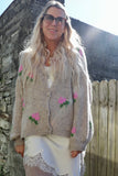 Knit rose detail cardigan