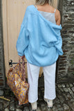 Soft blue ruffle sleeve cardigan