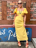 Cut out midi yellow dress