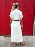 Fan embroidered shirt dress