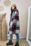 Burgundy check coat