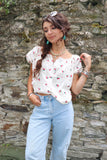Cherry patterned bardot top