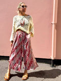 Pink diamond floral trousers