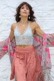 Longline floral lace bralette (blue)
