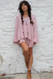 Crochet insert peasant blouse (Pink)