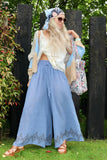 Diamond printed cotton trousers(lavender)