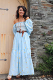 Floral embroidered puff sleeve dress