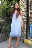 Lace trim racer back slip dress (Dusty blue)