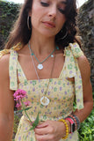 Floral yellow shirred dress