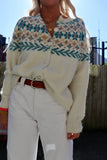 Floral knit button up cardigan