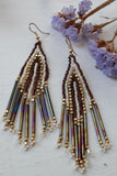 Drop beaded tassel earrings