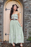Embroidered olive green cami dress