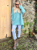 Dip back knit jumper (Cyan)