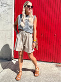 Leopard print linen shorts