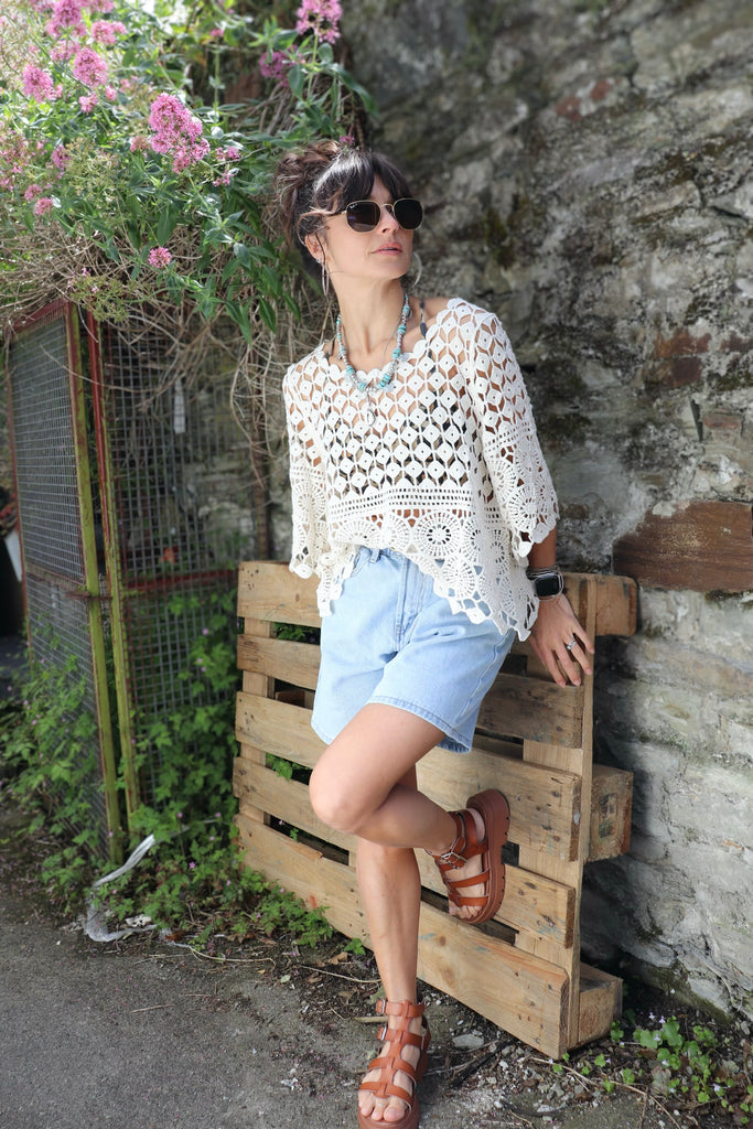 Ornate diamond crochet top
