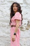 Floral printed baby pink dress