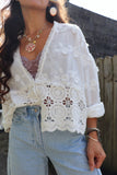 Crochet end embroidered blouse