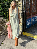 Long mint slip dress