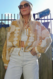 Floral mustard crochet cardigan