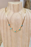 Multi disc gold necklace with turquoise stone (Gold)