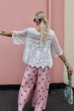 Scalloped floral crochet top (White)