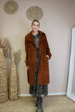 Cord chestnut trench coat