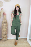 Khaki denim dungarees