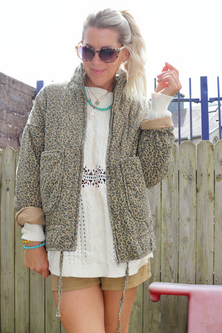Leopard print quilted jacket
