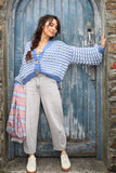 Cropped Button up cardigan (Blue and white)