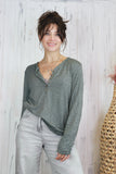 Button detail long sleeve tee (Khaki)