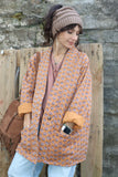 Fan printed quilted jacket