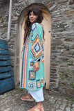 Aqua patchwork crochet cardigan