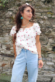 Cherry patterned bardot top