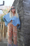Washed blue linen top