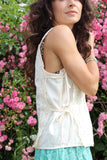 Broderie side tie top