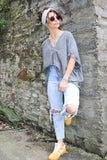 Lace trim silky top