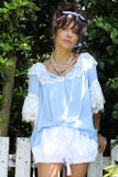 Floral lace trim blouse