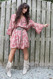 Flared sleeve paisley tunic